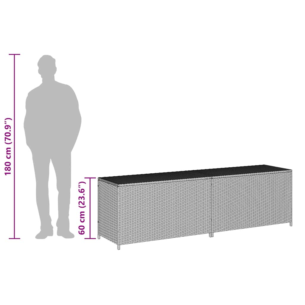 Gartenbox Poly Rattan 200x50x60 cm Braun